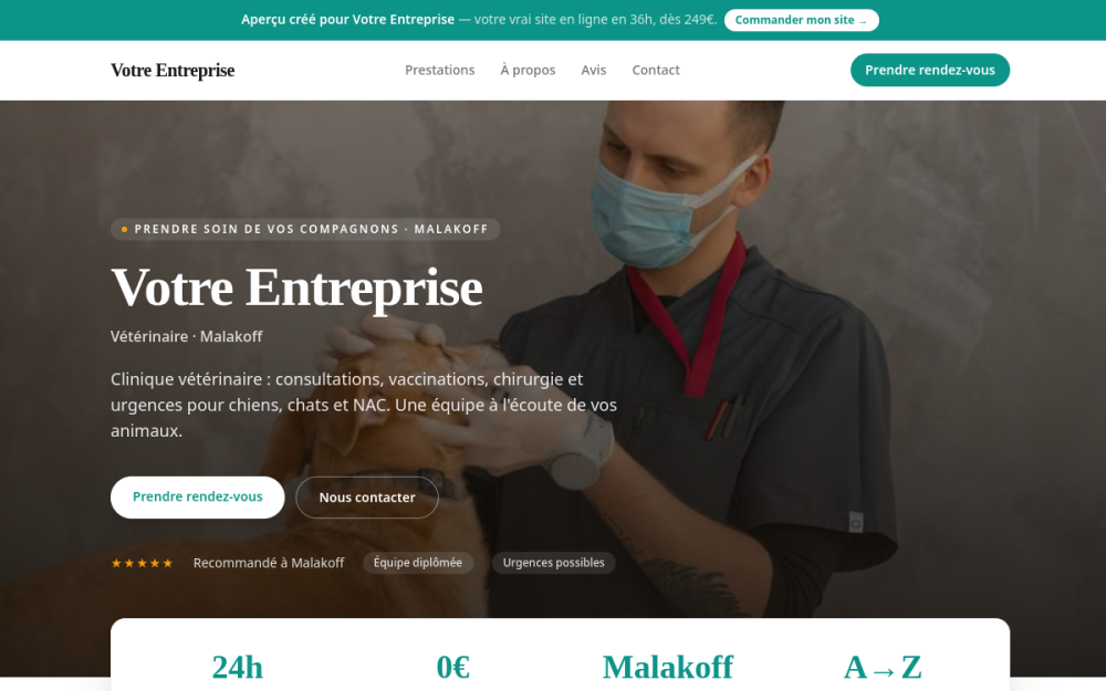Agence digitale pour vétérinaire à Malakoff — création de site internet vétérinaire à Malakoff