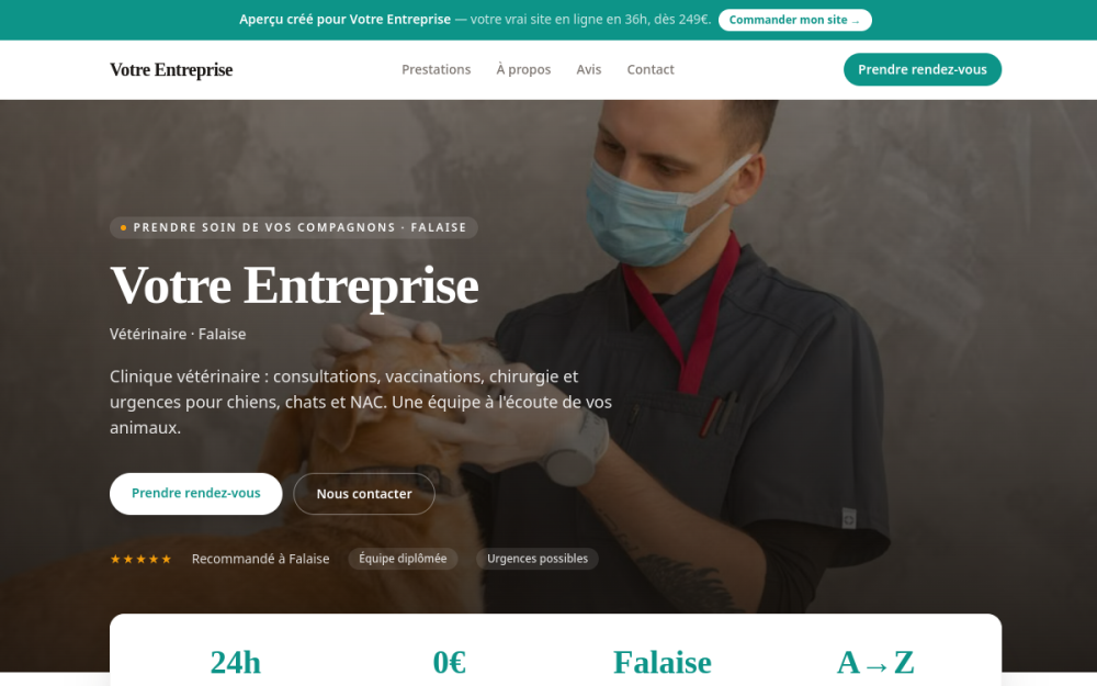 Agence digitale pour vétérinaire à Falaise — création de site internet vétérinaire à Falaise