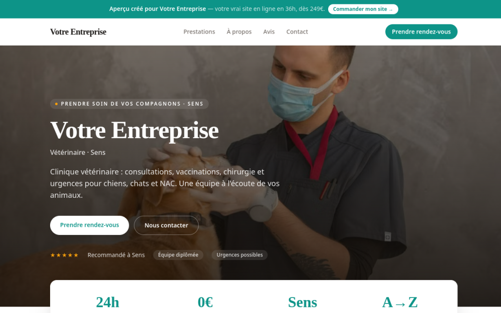 Agence digitale pour vétérinaire à Sens — création de site internet vétérinaire à Sens