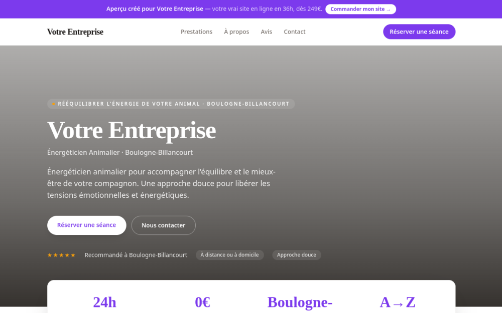 Agence digitale pour énergéticien animalier à Boulogne-Billancourt — création de site internet énergéticien animalier à Boulogne-Billancourt