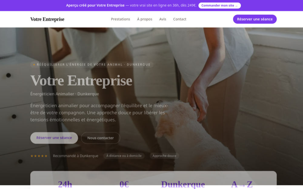 Agence digitale pour énergéticien animalier à Dunkerque — création de site internet énergéticien animalier à Dunkerque