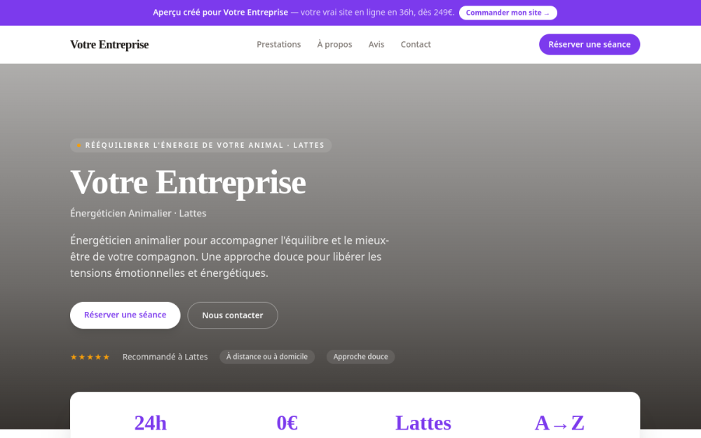Agence digitale pour énergéticien animalier à Lattes — création de site internet énergéticien animalier à Lattes