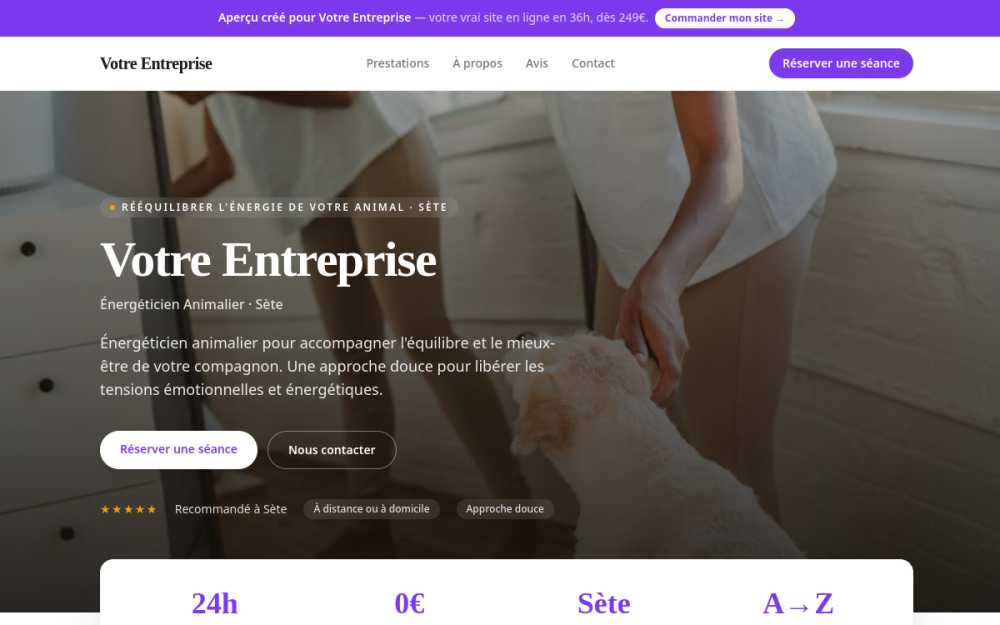 Agence digitale pour énergéticien animalier à Sète — création de site internet énergéticien animalier à Sète