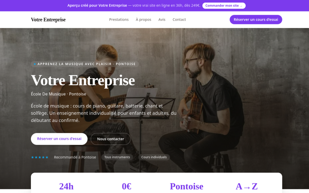 Agence digitale pour école de musique à Pontoise — création de site internet école de musique à Pontoise