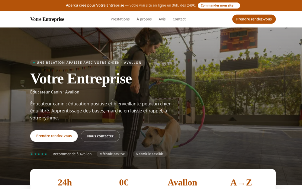 Agence digitale pour éducateur canin à Avallon — création de site internet éducateur canin à Avallon
