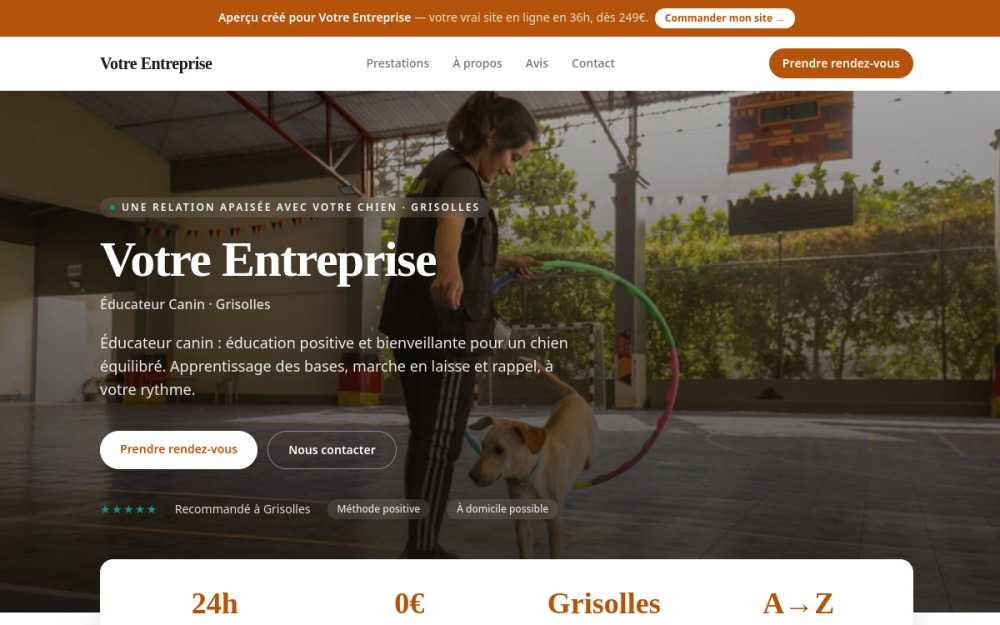 Agence digitale pour éducateur canin à Grisolles — création de site internet éducateur canin à Grisolles