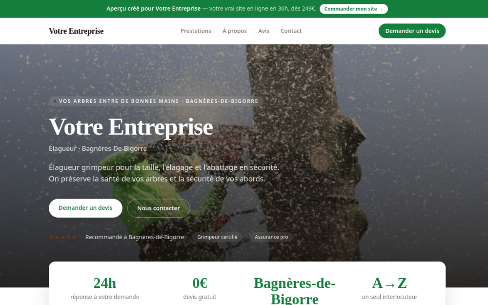 Agence digitale pour élagueur à Bagnères-de-Bigorre — création de site internet élagueur à Bagnères-de-Bigorre