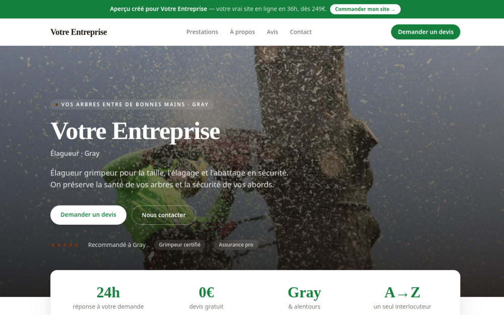 Agence digitale pour élagueur à Gray — création de site internet élagueur à Gray