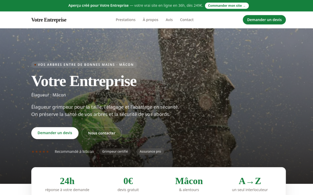 Agence digitale pour élagueur à Mâcon — création de site internet élagueur à Mâcon
