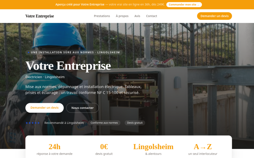 Agence digitale pour électricien à Lingolsheim — création de site internet électricien à Lingolsheim