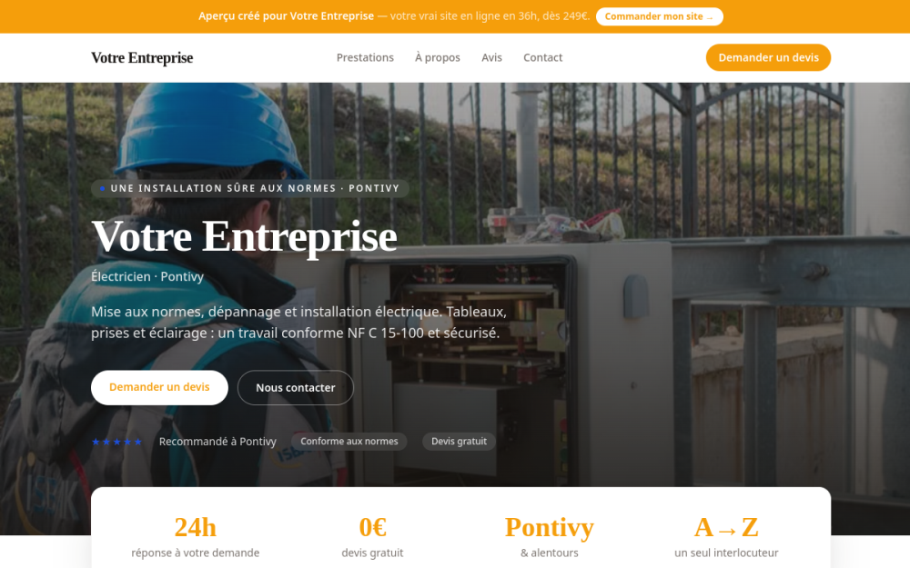 Agence digitale pour électricien à Pontivy — création de site internet électricien à Pontivy
