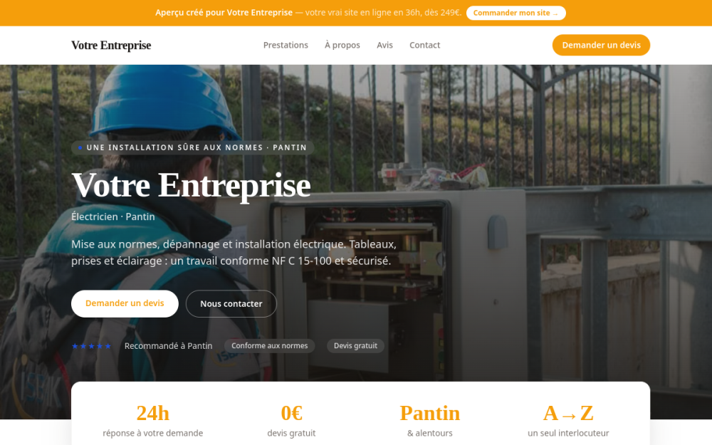 Agence digitale pour électricien à Pantin — création de site internet électricien à Pantin