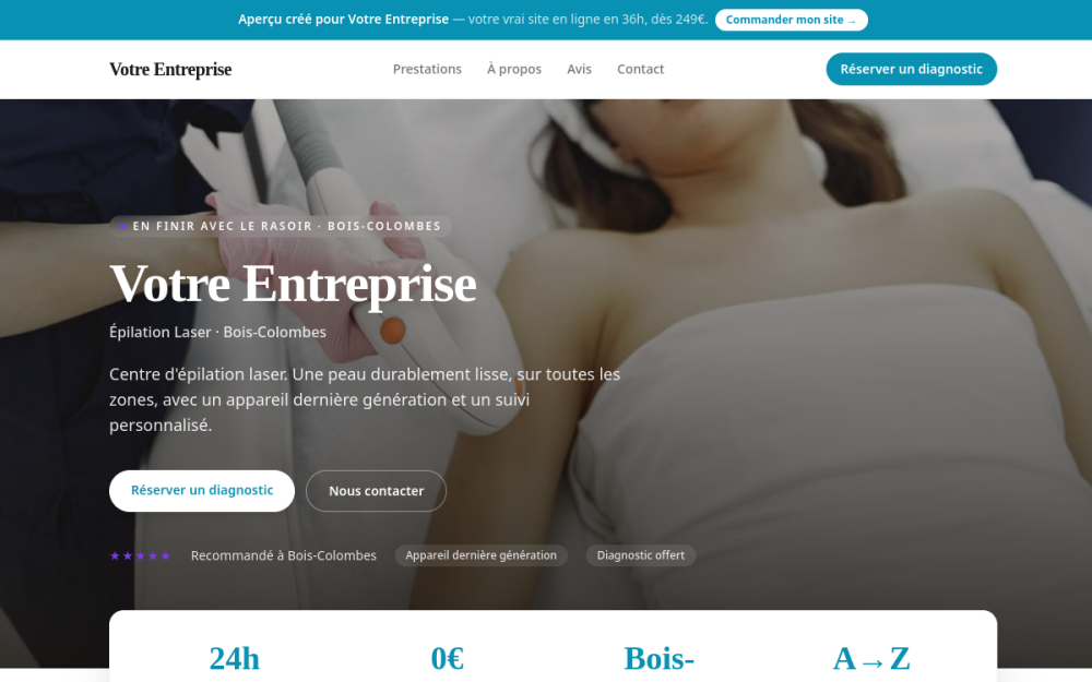 Agence digitale pour épilation laser à Bois-Colombes — création de site internet épilation laser à Bois-Colombes