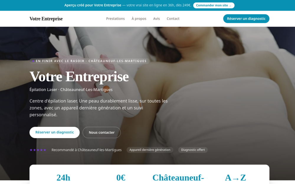 Agence digitale pour épilation laser à Châteauneuf-les-Martigues — création de site internet épilation laser à Châteauneuf-les-Martigues