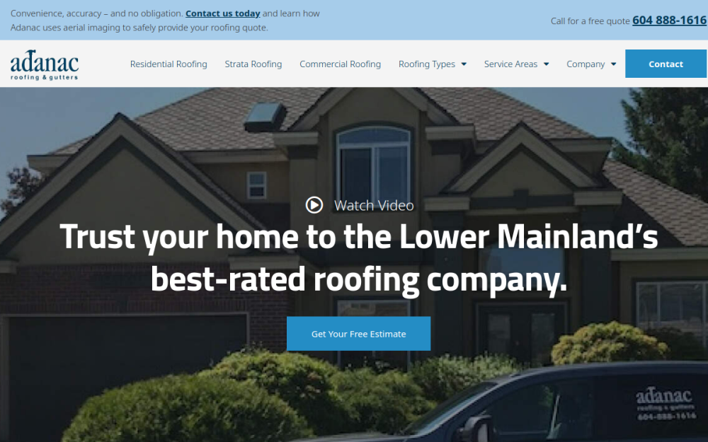 Adanac Roofing & Gutters website