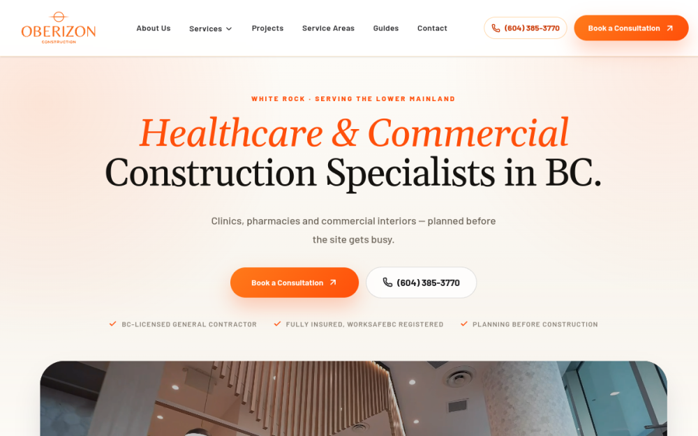 Oberizon Construction website