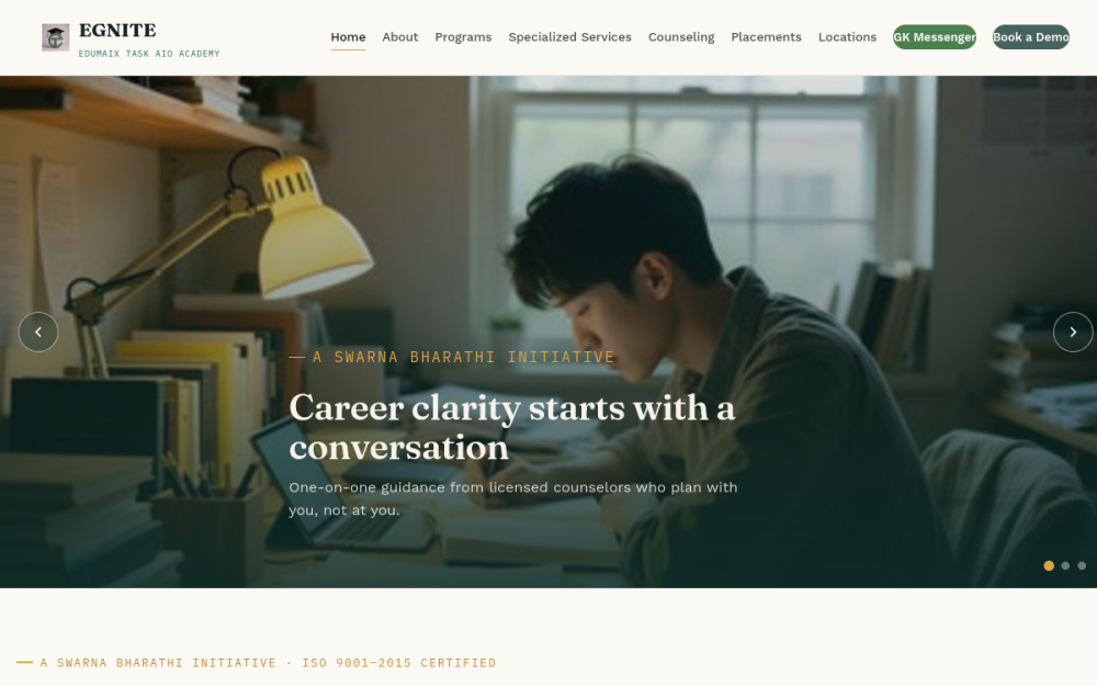 Egnite India website screenshot