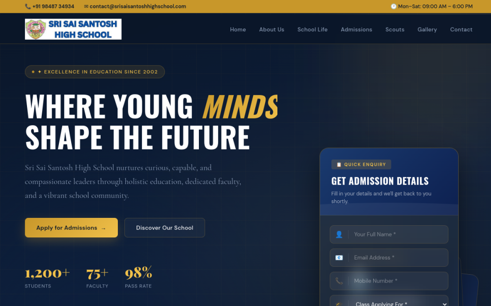 Sri Sai Santosh High School website screenshot