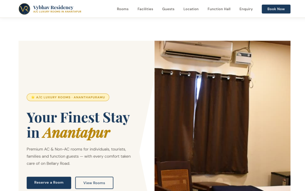 Vybhav Residency website screenshot