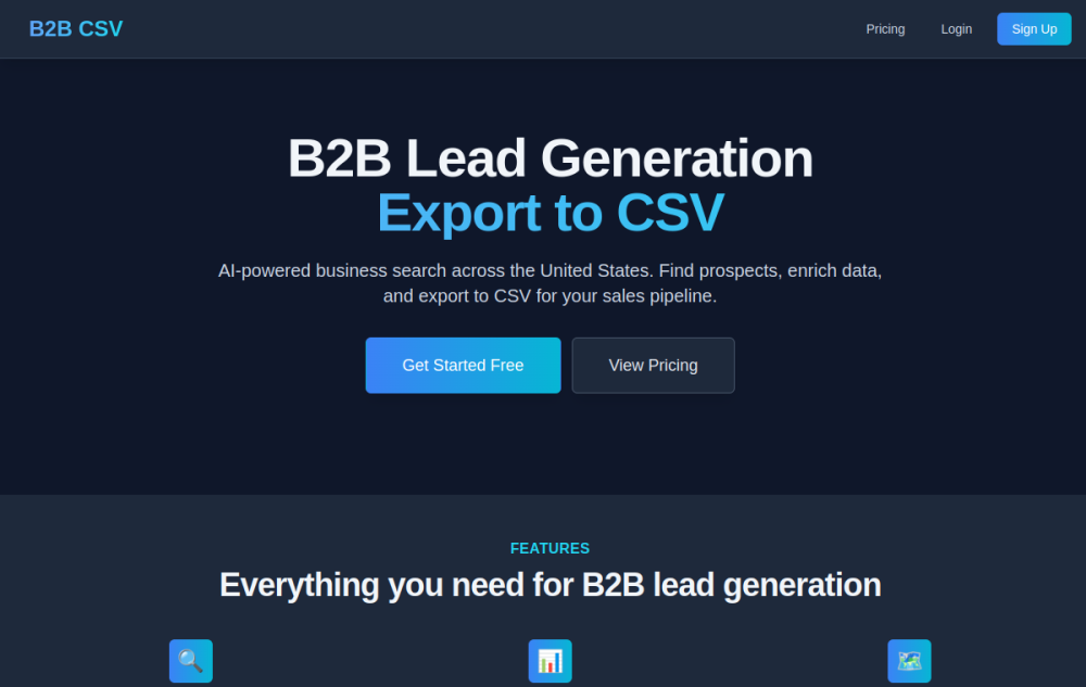B2BCSV website preview