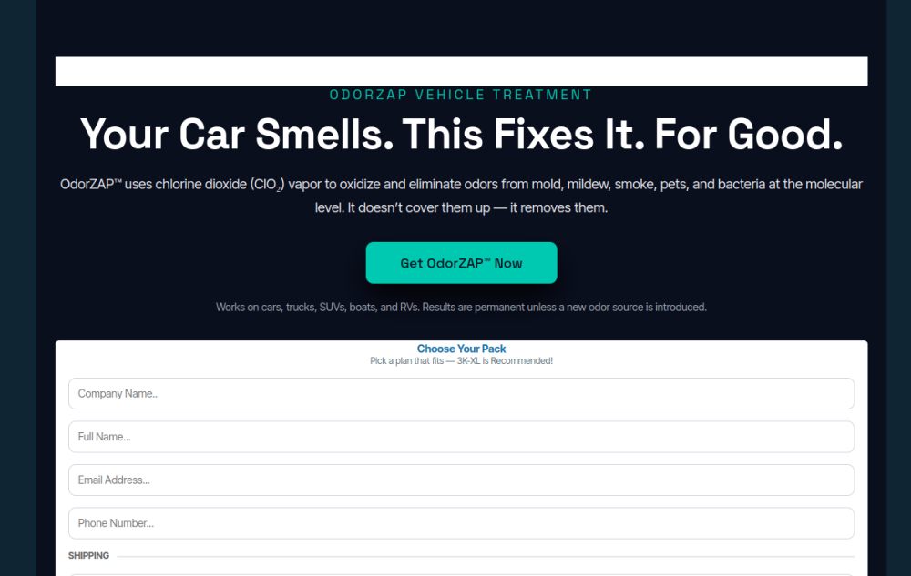 OdorZAP website preview