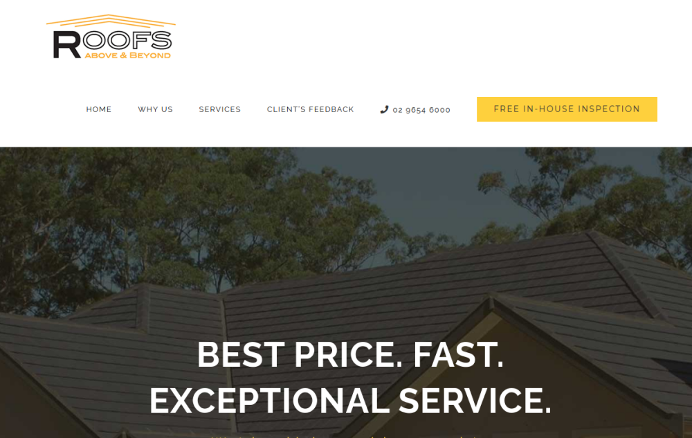 Example website built by The Fox Web (Roofs Above)