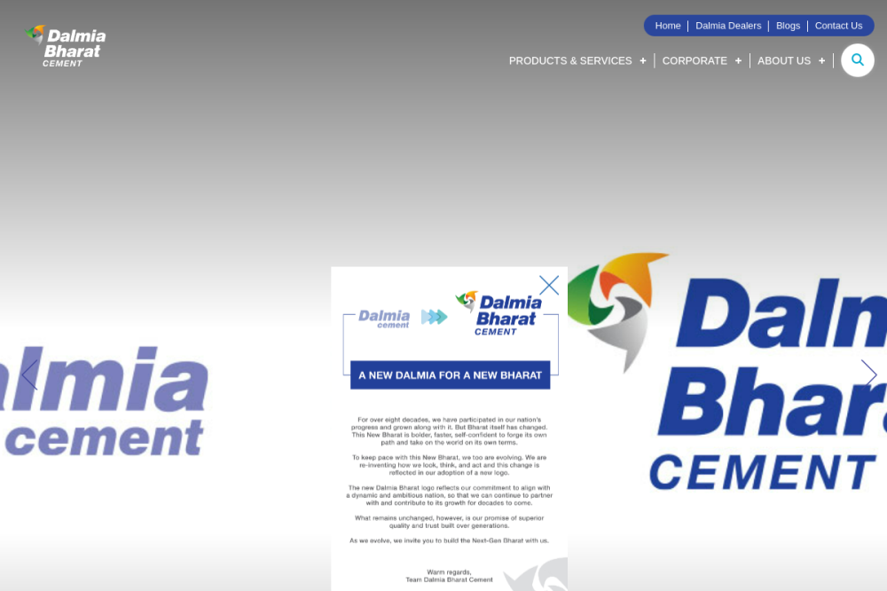 Dalmia Bharat Cement website homepage preview