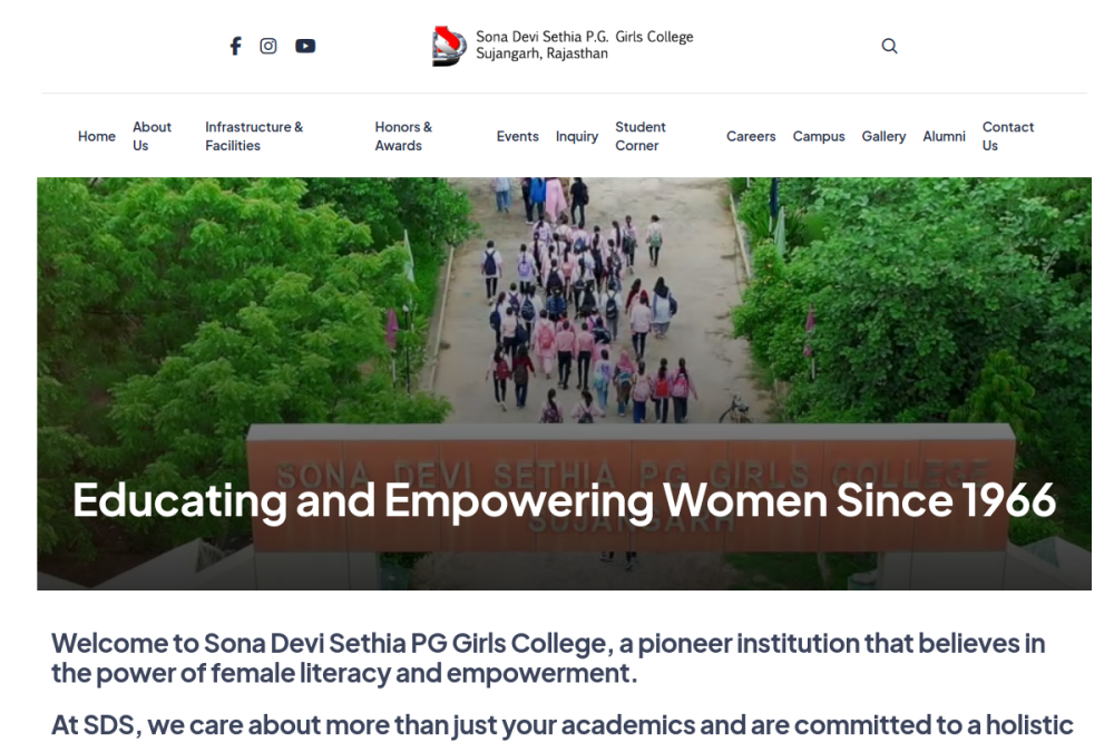 SDS Campus (Sona Devi University) website homepage preview