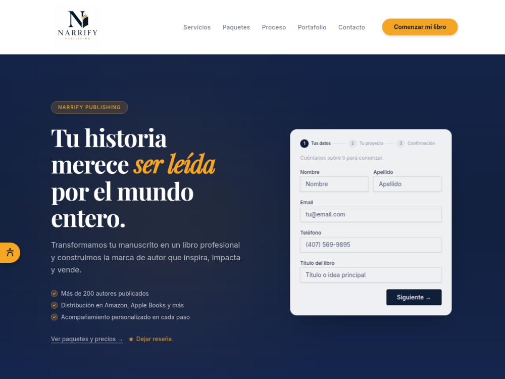 Narrify Publishing website screenshot