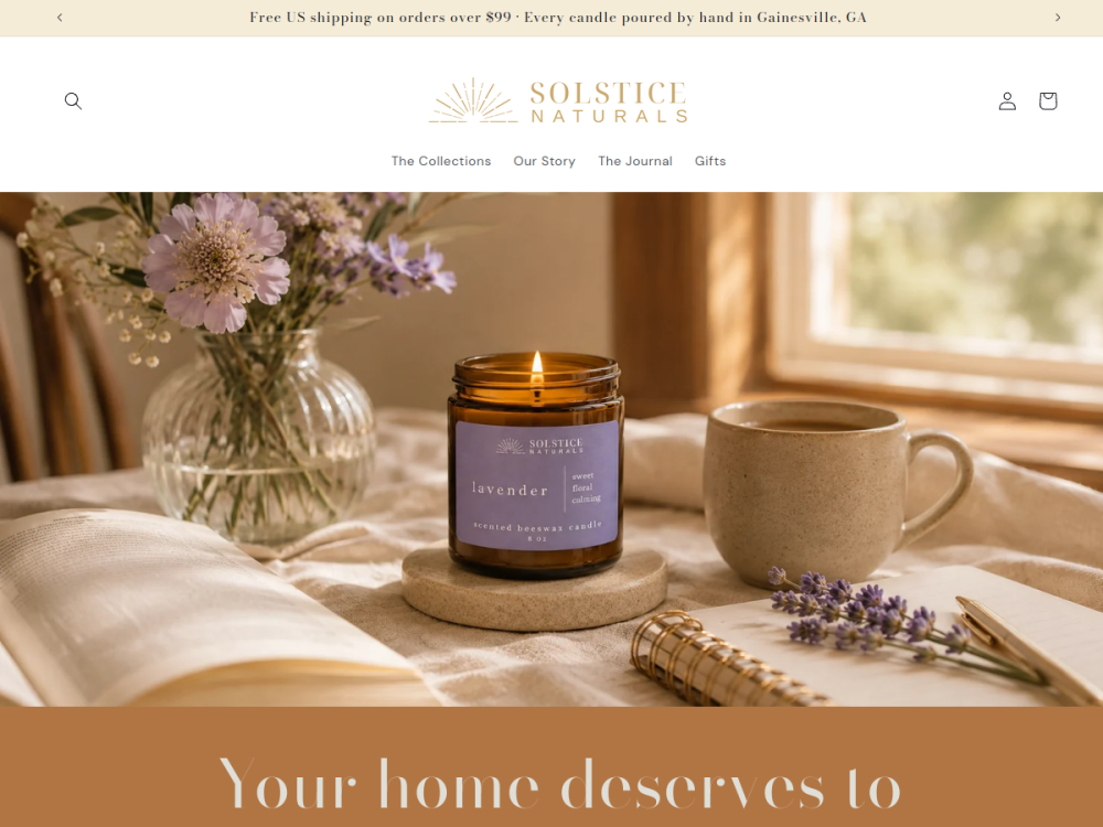 Solstice Naturals website homepage