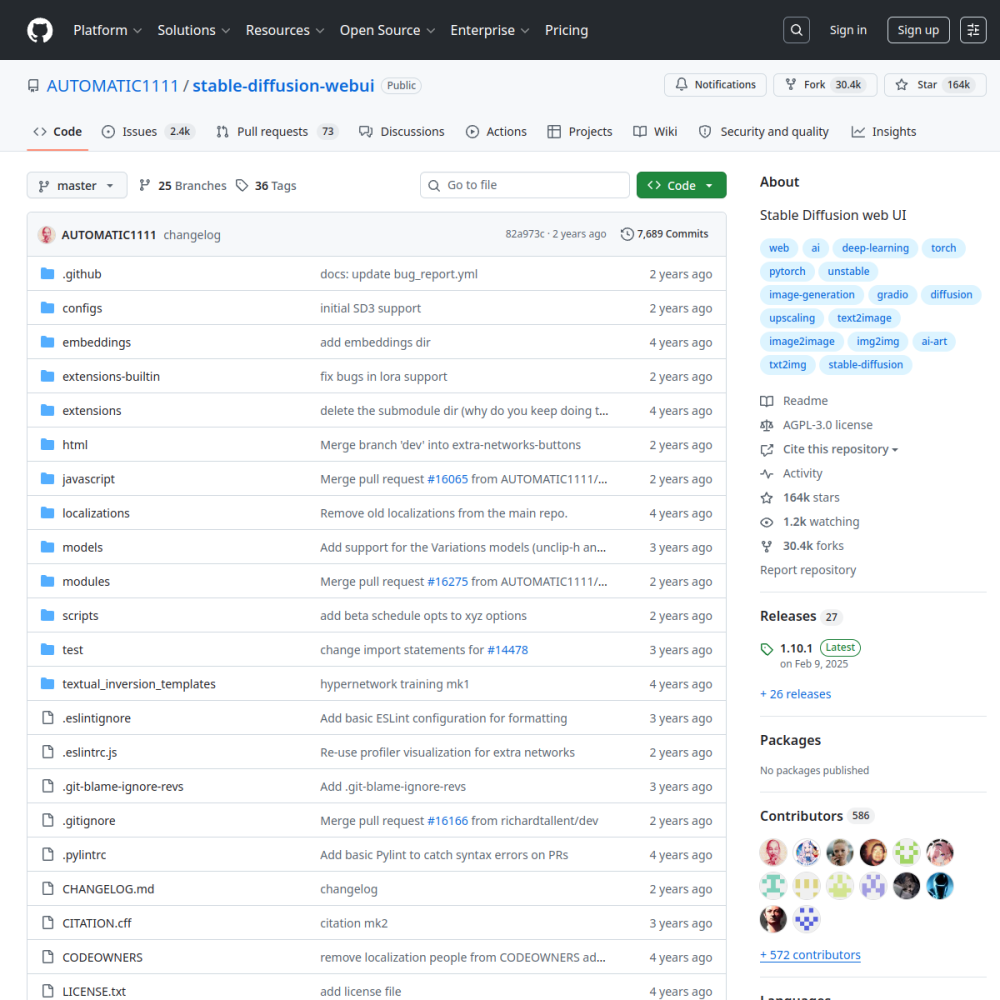 Screenshot of AUTOMATIC1111 WebUI