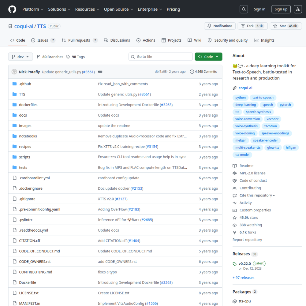 Screenshot of XTTS-v2 (Coqui)