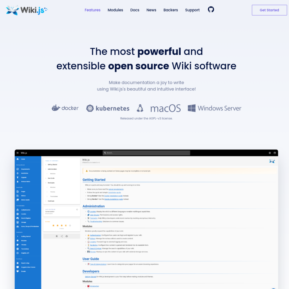 Screenshot of Wiki.js