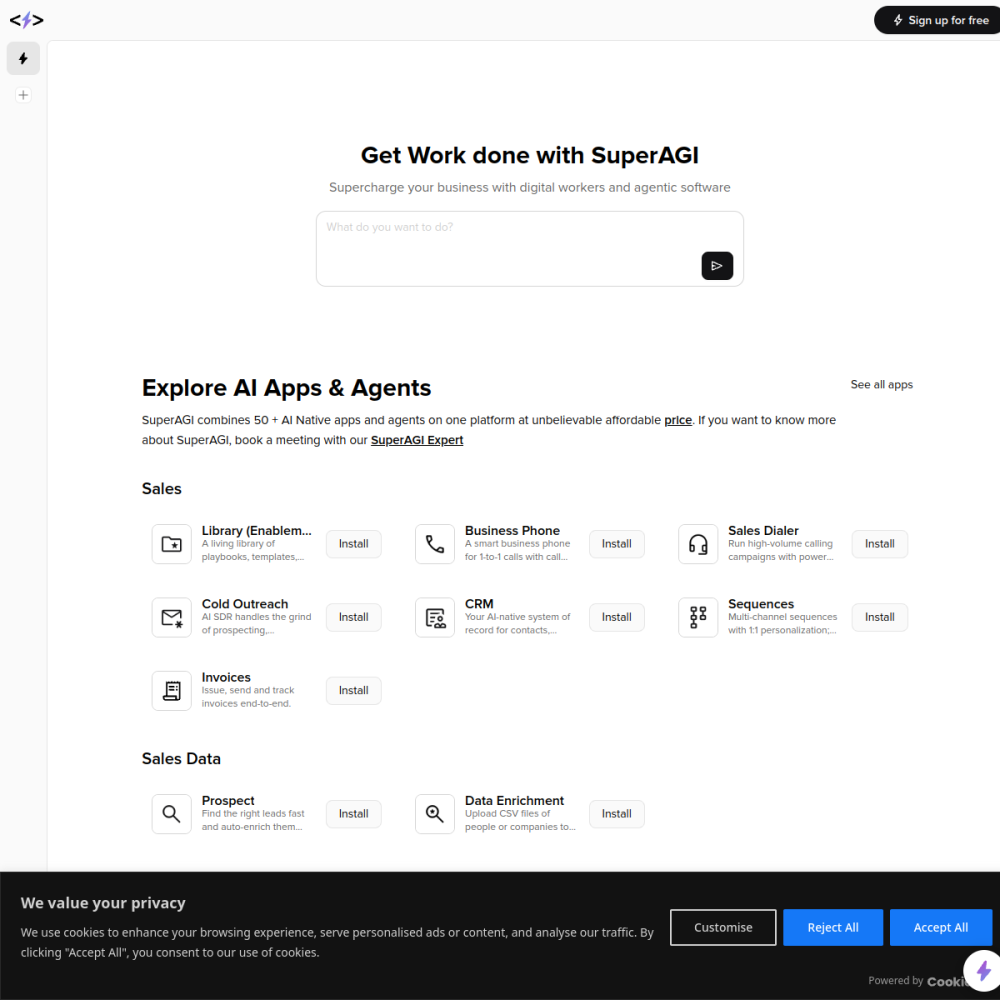 Screenshot of SuperAGI