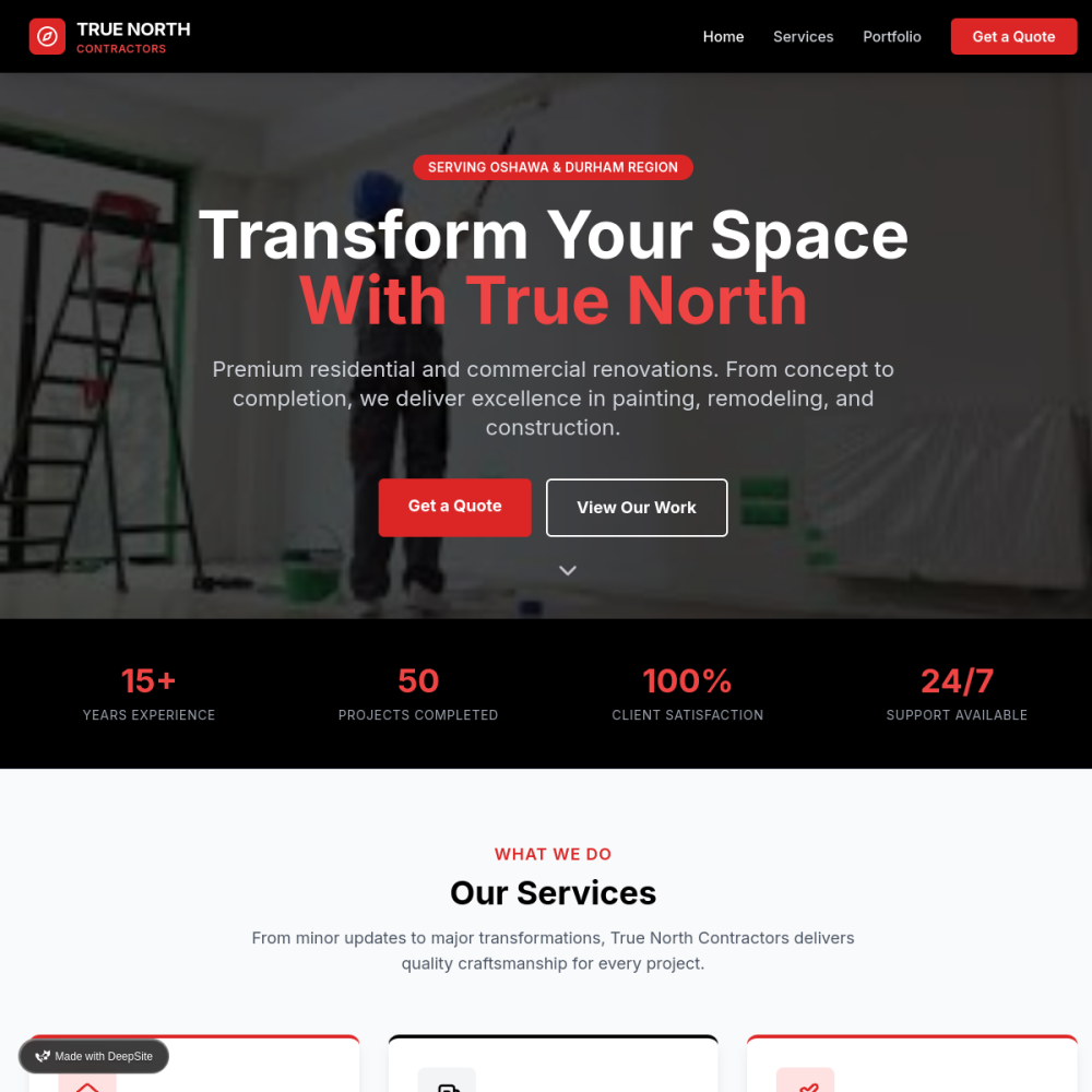 True North Contractor website designed by CraftWeb Studios