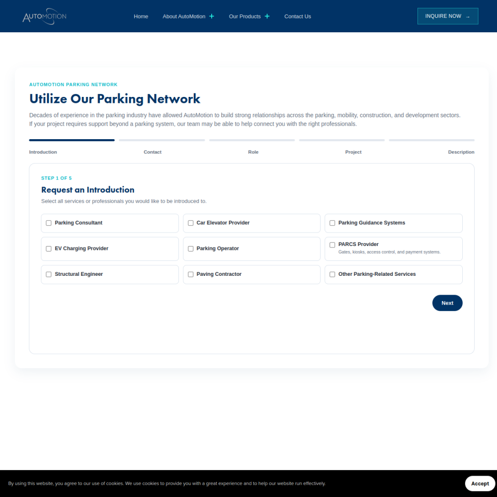 Preview of Parking Network page