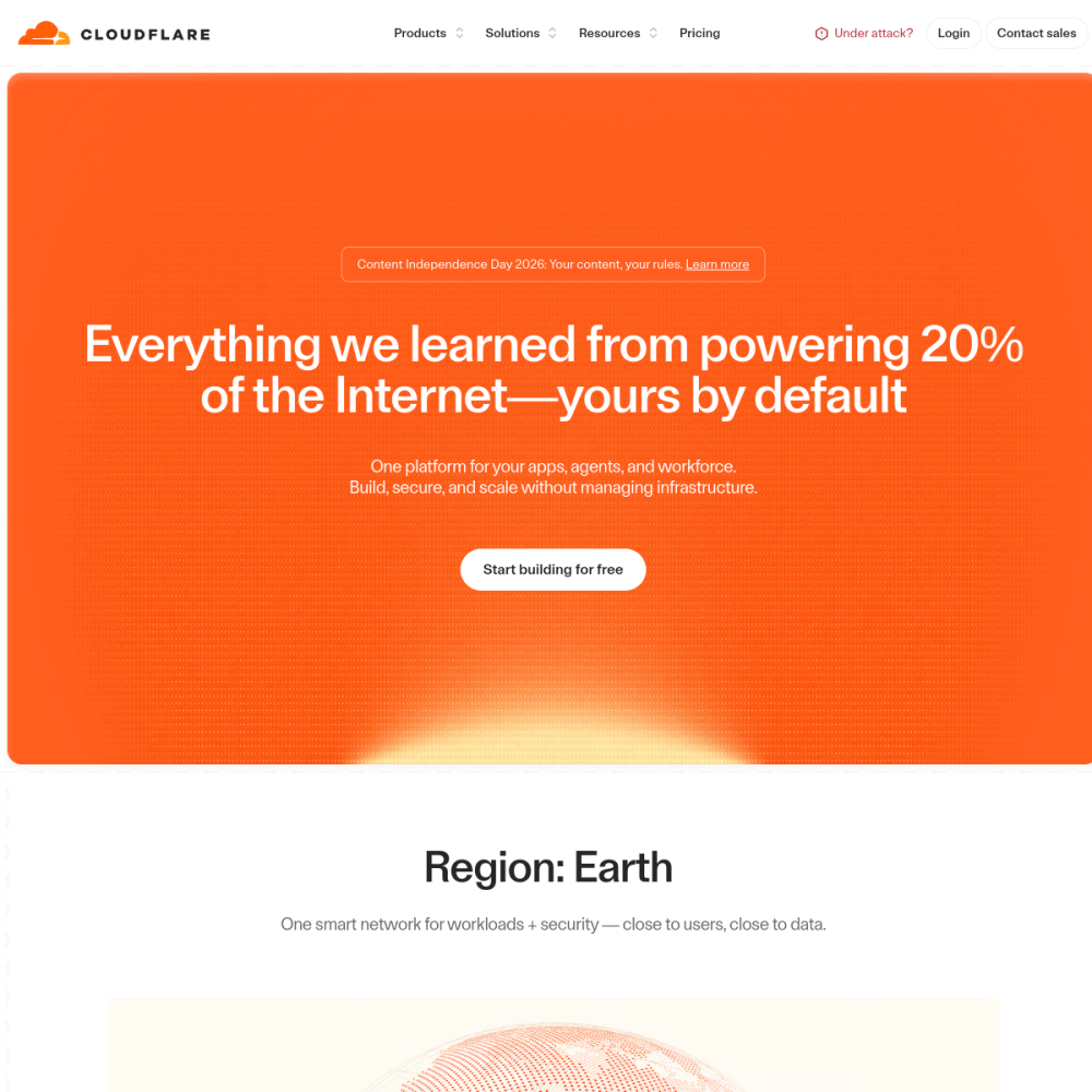 Cloudflare homepage