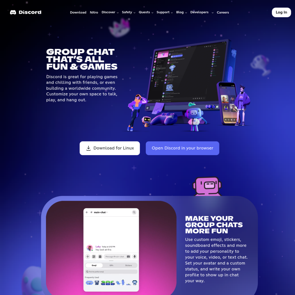 Discord homepage