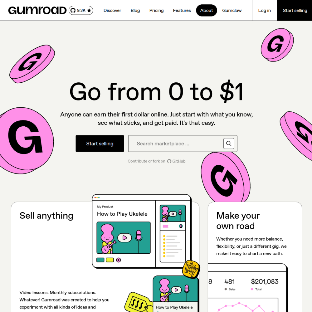 Gumroad homepage