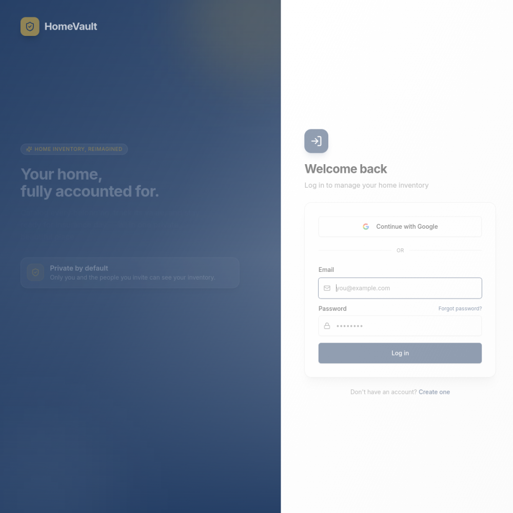 HomeVault homepage