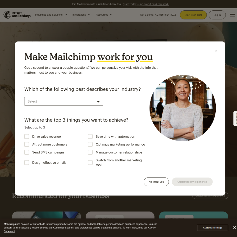 Mailchimp homepage