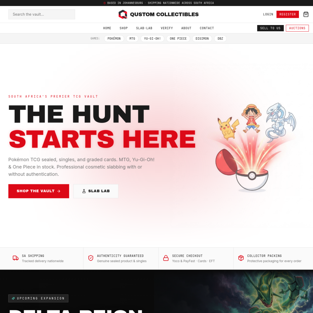 Qustom Collectibles homepage