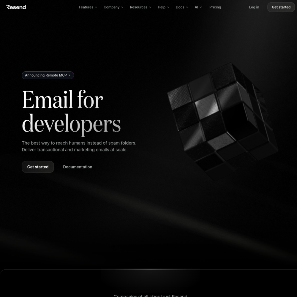Resend homepage