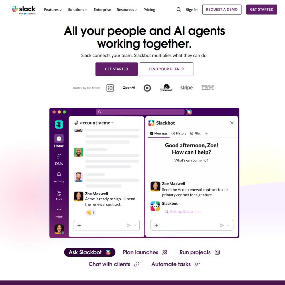 Slack homepage