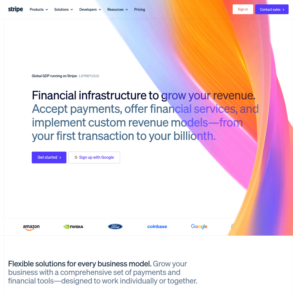 Stripe homepage