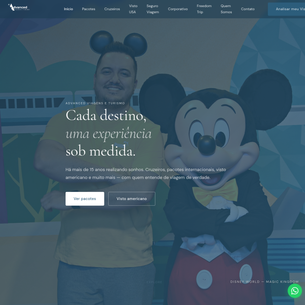 Prévia do site Advanced Viagens