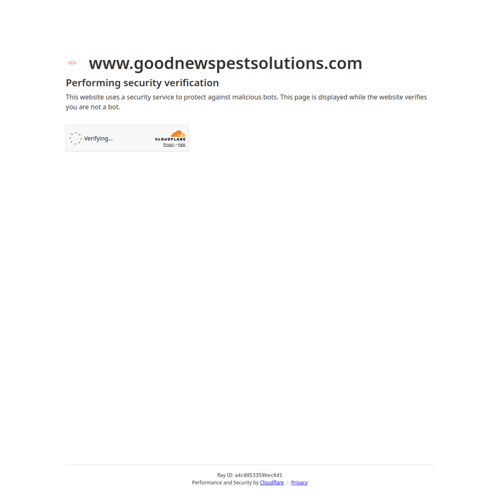 Screenshot of the Good News Pest Solutions website