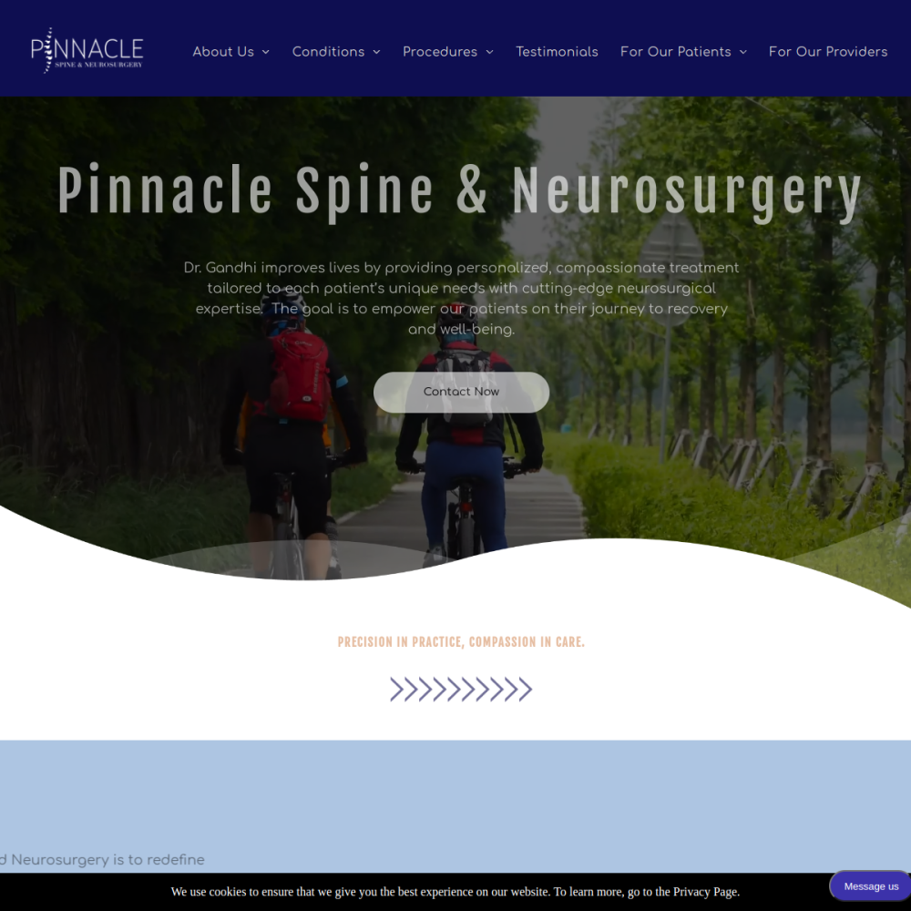 Screenshot of the Pinnacle Spine & Neurosurgery website