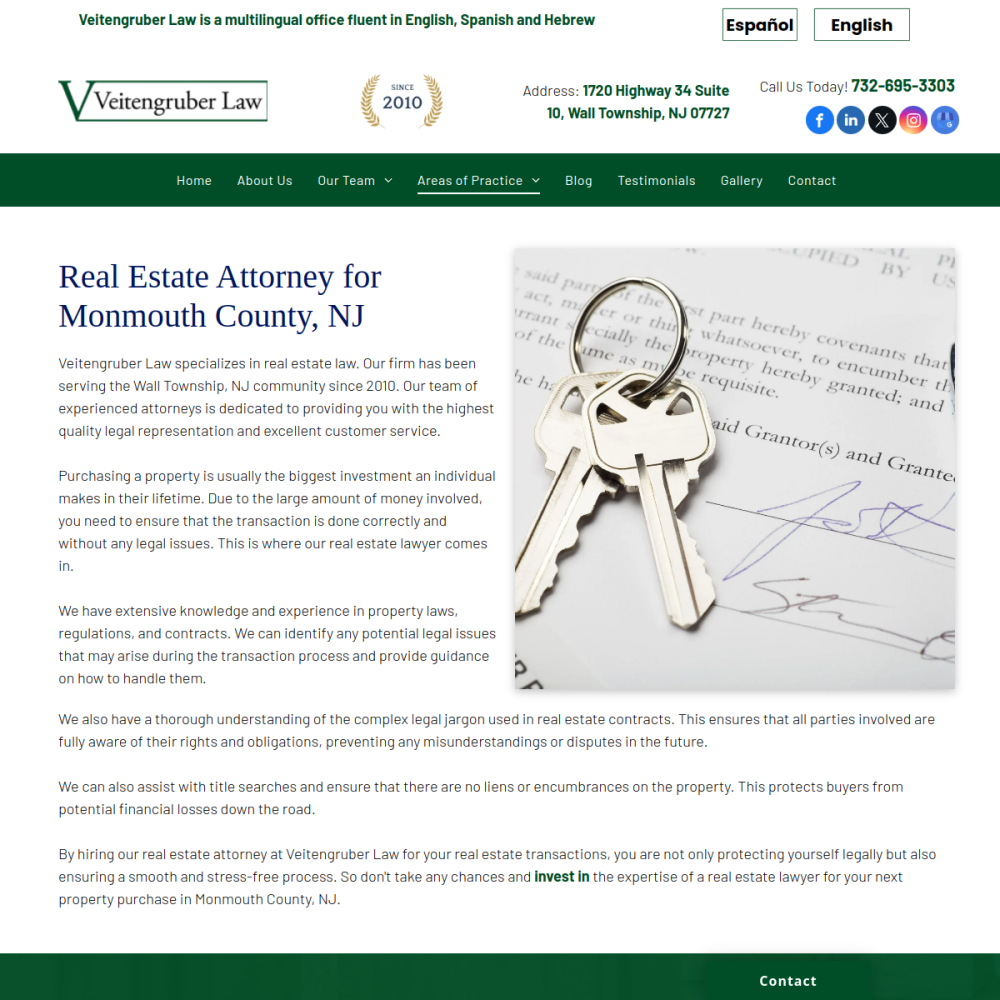 Screenshot of the Veitengruber Law website