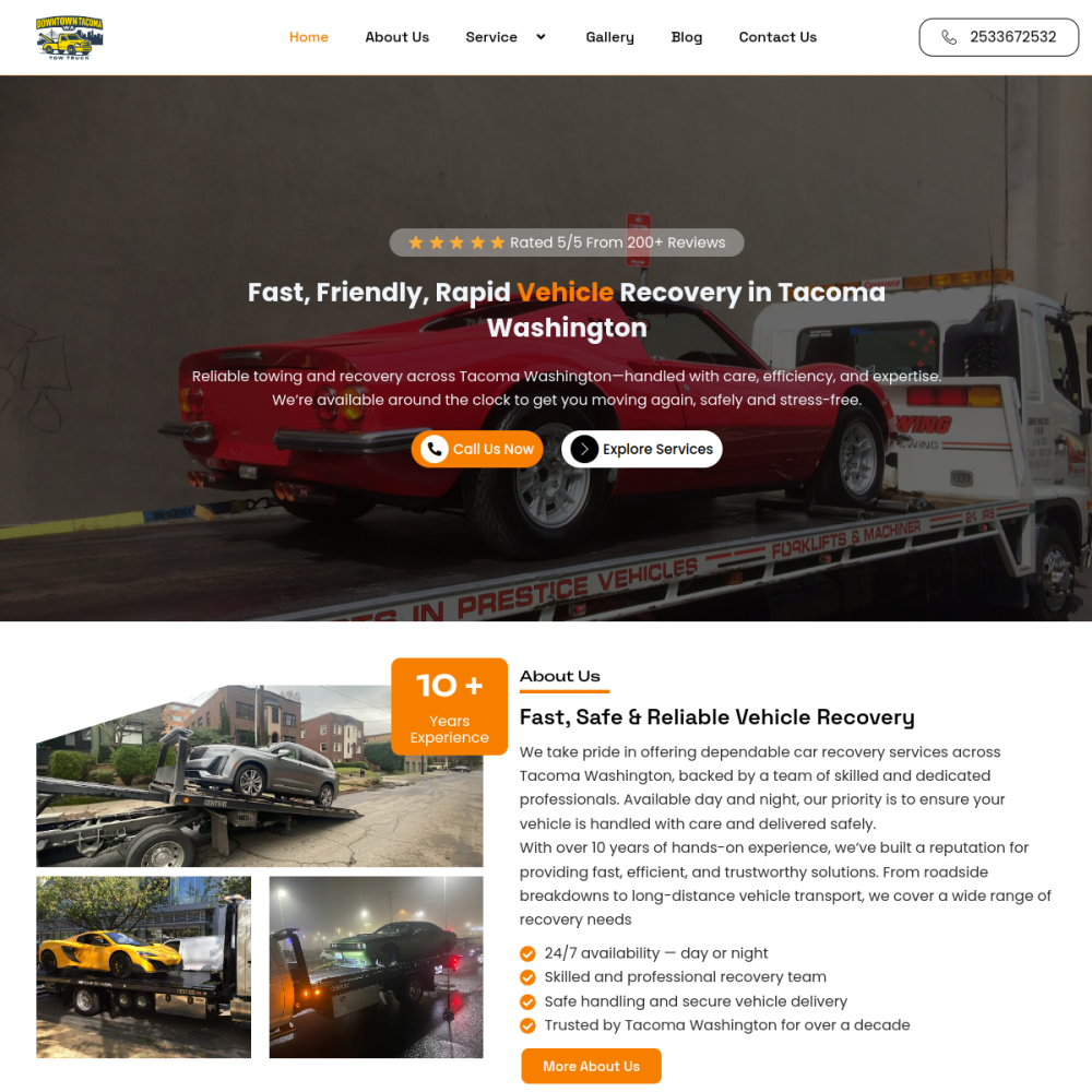 Downtown Tacoma Tow Truck website